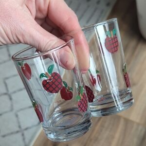 Clear Glass Tumbler Set with Red Apple Motif - Home Dining
